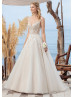 Ivory Lace Organza Illusion Back Airy Wedding Dress